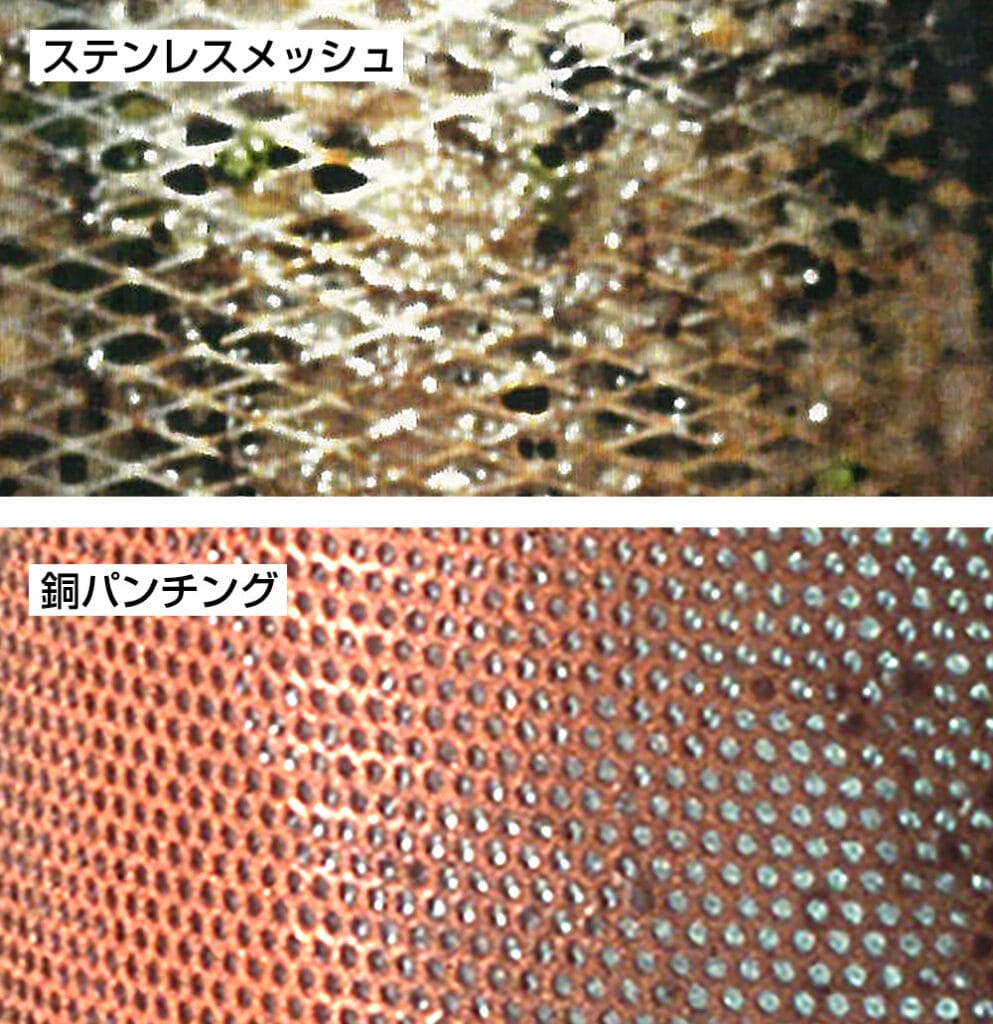 ステンレスと銅によるぬめり発生の比較